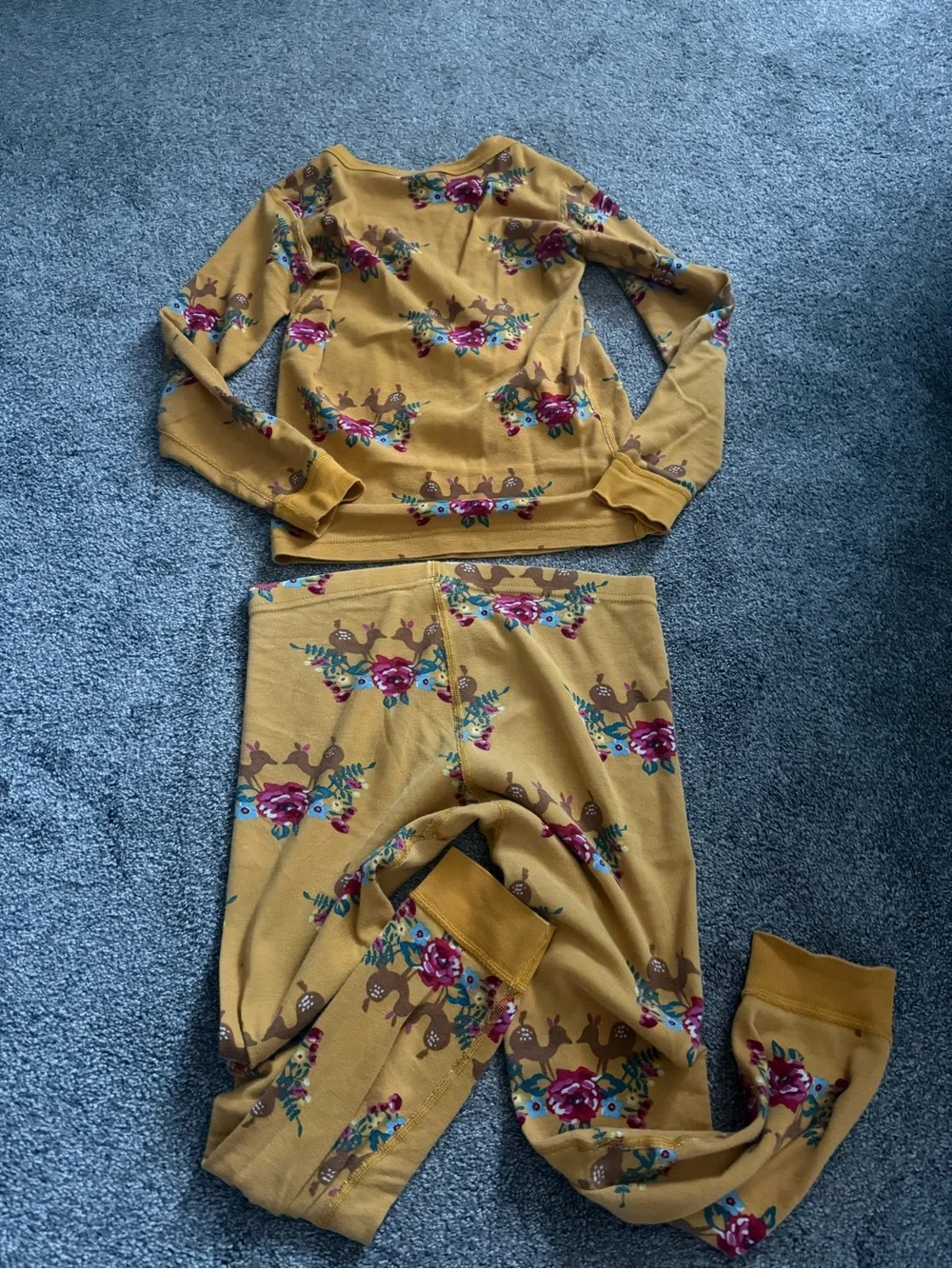 Hanna Andersson Golden Yellow Deer Pajama Set Sz 130cm